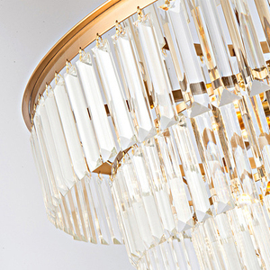 Lámpara de techo moderna de cristal y cobre con capas redondas para comedor, iluminación colgante de lujo - Product Image 3