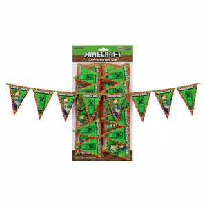 Guirlande Minecraft jetable pour fête d'anniversaire, 2,3 m, forme triangulaire, 4 couleurs, décorations suspendues imprimées numériquement, lot de 2 - Product Image 4