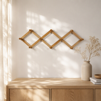 Porte-manteau mural extensible à double niveau en bois rustique avec 10 crochets, support mural pour café