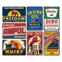 Panneau métallique rétro en étain, thème Huile Moteur Essence, Freedom Ampol Husky, pour décoration murale de garage, de garage masculin et de atelier automobile