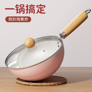 Ceramic Mini Frying Pan 1L Nonstick Induction Compatible For Home Cooking Eggs Noodles Milk Flat Bottom - Product Image 2
