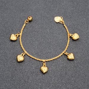 Bracelets à breloques en laiton plaqué or 24 carats en forme de cœur, design tendance, vente chaude JXX, bijoux pour femmes, bracelet en cuivre - Product Image 4