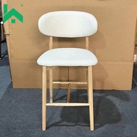 Chaise de bar rembourrée à dossier incurvé avec pieds en bois, vente directe d'usine, pour la maison et la cuisine