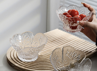Bol à dessert en verre à relief floral, résistant à la chaleur, style rétro de luxe léger, pour crème glacée, fruits, nid d'oiseau, sucre, eau, usage domestique