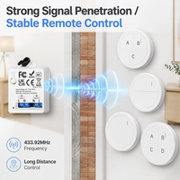 Interrupteur sans fil RF 433 MHz AC 110V 220V 10A, télécommande, récepteur relais, mini interrupteur mural à bouton rond, portée 50 m, lampe LED