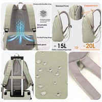Sac à dos pour ordinateur portable de voyage professionnel extensible à double fermeture éclair, léger, en nylon, résistant à l'eau, multi-compartiments, 15,6 pouces