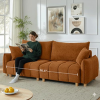 Canapé-lit convertible sur mesure avec rangement en tissu chenille, idéal pour salon, appartement et petits espaces