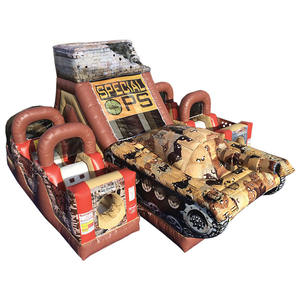 Structure gonflable camouflage pour enfants, thème opérations spéciales militaires, avec parcours d'obstacles et chenilles d'assaut, pour fête militaire - Product Image 1