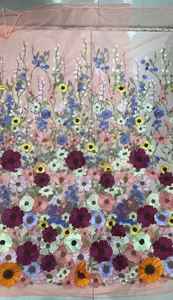 Tessuto in Pizzo Nigeriano di Alta Qualità con Ricamo Floreale 3D, Pizzo Africano Ecologico per Abiti da Festa e da Sposa - Product Image 2