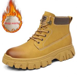 New Arrival Work Boots Trendy Mid-cut Thick-soled Boots for Men - Product Image 5