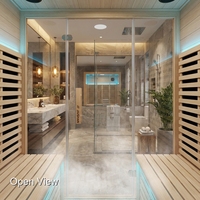 Unités technologiques hybrides innovantes et modernes de luxe par Sauna Room, alliant pierres traditionnelles et panneaux infrarouges pour un avantage maximal