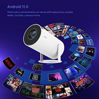 Mini Proyector Portátil Android 11 Compatible con 4K, Pantalla LCD, Wi-Fi 6 Dual, Cine en Casa, Proyector de Pantalla para Exteriores