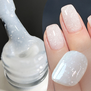 BORN RRETTY Vernis à ongles gel 10 ml, paillettes blanches laiteuses scintillantes, flocons <span class=keywords><strong>de</strong></span> <span class=keywords><strong>neige</strong></span>, rose abricot, paillettes, séquins, gel UV LED, vernis à ongles en gel - Product Image 3