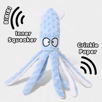 Jouets en peluche pour chien Squeaky Squid sans rembourrage, jouet interactif à mâcher pour chiot avec papier froissé