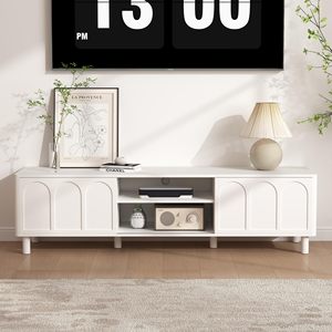 Meuble <span class=keywords><strong>TV</strong></span>, centre de divertissement, grand rangement, console multimédia pour salon, portes coulissantes, étagères réglables, bois moderne - Product Image 1
