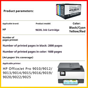 Cartouche d'encre compatible <span class=keywords><strong>HP</strong></span> 965xl 962 962xl <span class=keywords><strong>963</strong></span> 9023 pour imprimante <span class=keywords><strong>HP</strong></span> Officejet Pro 9010 9012 9013 9014 9015 9016 9018 9019 9020 - Product Image 3