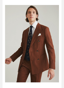 Áo Khoác Âu Phục Công Sở Tây Đơn Bằng Len Cho Nam Áo Khoác Váy Cưới Hai Hàng Cúc Vải Lanh Mùa Xuân Hè - Product Image 6