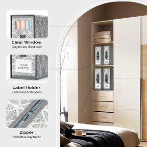 LAMU 8 pezzi moderno sostenibile multifunzione lettiera Organizer scatola di immagazzinaggio con finestra trasparente etichetta per Queen/King taglie - Product Image 3