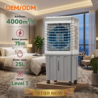 Ventilateur Rafraîchisseur d'Air Commercial Portable 2-en-1, Système de Refroidissement Évaporatif et Chauffage, Télécommande, 3 Vitesses pour Maison, Intérieur, Bureau
