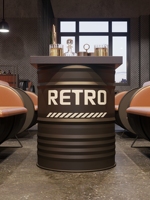 Canapé en forme de fût d'huile en fer, style industriel, éco-responsable, personnalisable en couleur, pour restaurants et hôtels commerciaux