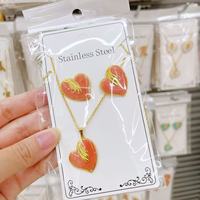 Groothandel RVS Emaille Bloem Vlinder Hart Fruit Schelp Oorbellen Set met bijpassende hanger ketting sieraden voor vrouwen