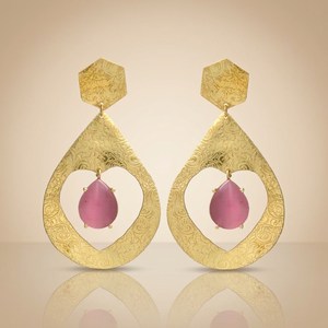 Pendientes Largos Colgantes de Latón Chapado en Oro con Piedras Preciosas Hechas a Mano, Estilo Étnico, Regalo de Compromiso, Joyería Jaipur Gems - Product Image 3
