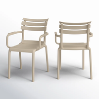 Chaise de salle à manger en plastique empilable moderne avec accoudoirs pour véranda extérieure, balcon, café, restaurant, salle à manger, cuisine, patio