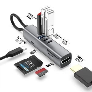 Hub USB C 7-en-1 avec HDTV 2.0 PD 100W alimenté USB 3.0 USB 2.0 <span class=keywords><strong>SD</strong></span> TF lecteur de carte <span class=keywords><strong>adaptateur</strong></span> multiport en aluminium pour <span class=keywords><strong>Mac</strong></span> PC - Product Image 6
