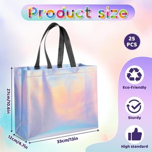 ถุงของขวัญสีรุ้ง Oqqlin ขนาด 13x10.6x4.7 นิ้ว ใช้ซ้ำได้ พร้อมหูหิ้ว ฐานแข็งแรง ผลิตจากผ้าไม่ถักทอ แพ็คจำนวนมาก - Product Image 4