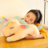 Coussin en peluche licorne arc-en-ciel coloré, animal en peluche doux, peluche kawaii multicolore pour enfants et adultes, vente en gros