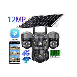 Caméra réseau V380 12MP à 3 objectifs, IP66, solaire, carte SIM 4G, vision nocturne couleur, suivi automatique, audio bidirectionnel, CMOS sans fil - Product Image 2