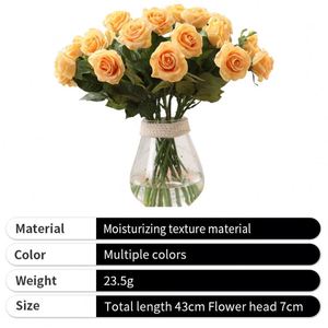 Fleurs artificielles en soie blanches effet naturel, roses artificielles pour la décoration intérieure, commande en gros - Product Image 2