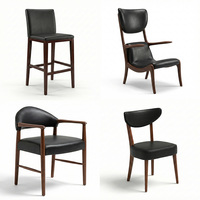 Ensemble de table haute et de tabourets de bar en bois massif moderne avec dossier en échelle et revêtement ignifuge pour restaurant commercial, pub, boutique, hôtel