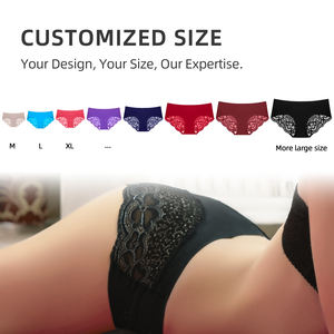 Bragas PAERLAN Personalizables de Encaje Sexy Estilo Hipster Ropa Interior de Nailon con Encaje Floral de Cintura Baja Tallas Grandes para Mujer - Product Image 3
