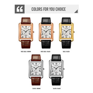 Reloj Cuadrado de Cuero con Esfera Texturizada, Fecha, Números Romanos, Resistente al Agua, para Hombre, Estilo Ejecutivo, Personalización Internacional - Product Image 2