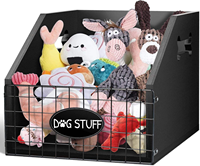 Boîte de rangement en bois pour jouets de chien, bac de rangement pour jouets de chien, organisateur de rangement pour chiens, grand panier de rangement pour jouets de chat pour salon et extérieur