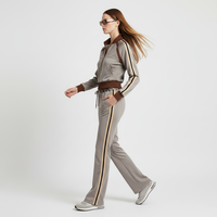 Ensemble de survêtement rétro 2 pièces pour femme : veste zippée à col montant et pantalon de jogging évasé à rayures latérales – Vente en gros