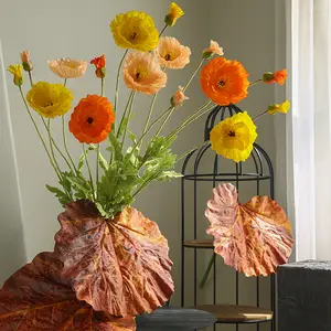 K-235 Zweiköpfige Mohn künstliche Blumen Hochzeits arrangements Mohn Blumen Home Interior Dekor Ornamente Fotografie Requisiten