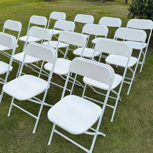 Asiento comercial apilable portátil para exteriores, sillas de comedor plegables de plástico blanco ligero para fiestas - Product Image 3