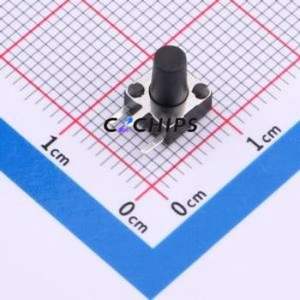 TS-1095C-A11B2-D2 Tactile Switch Bent Lead Through Hole-3P,6x6mm Single Pole Single Throw Round Button 1.8N Right Angle Insert - Product Image 1