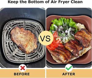 Revêtement en silicone pour friteuse à air, compatible congélateur, 210x210x70mm - Panier de préparation des repas pour 3-7QT, passe au lave-vaisselle, antiadhésif - Product Image 3