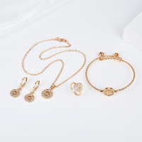 Anillo pulsera nuevo circón joyería popular al por mayor mujeres chapado en oro pendientes estilo joyería conjunto collar Retro