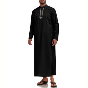 Thobe décontracté pour homme, élégant et confortable, 100 % polyester, haute qualité, infroissable, séchage rapide, couleur foncée - Product Image 2