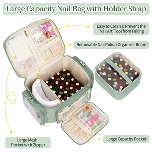 Organisateur de rangement pour vernis à ongles Relavel peut contenir plus de 42 bouteilles de lampe à ongles Portable Travel Nail <span class=keywords><strong>Kit</strong></span> Case Fits Supplies Gift Manicurist - Product Image 3