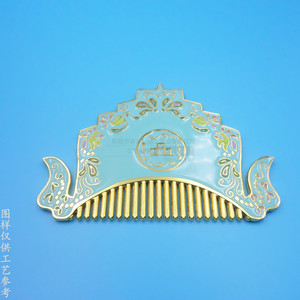 Peigne à cheveux en émail personnalisé avec fleurs et strass couleur or pour usage domestique ou cadeau d'affaires - Product Image 2