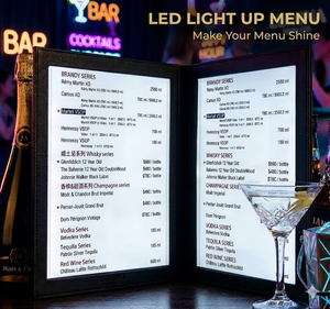 <span class=keywords><strong>Couverture</strong></span> de menu LED lumineuse A4 rechargeable, livre de menu de restaurant 8,5x11 pouces, logo personnalisé - Product Image 4