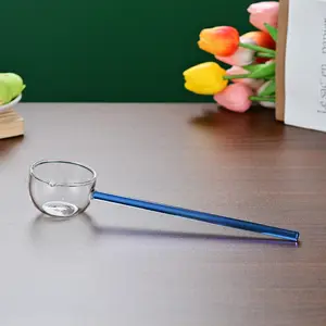 Лидер продаж, прозрачная стеклянная ложка для смешивания кофе, цветная вращающаяся длинная ручка для мороженого, десертная чайная ложка, ложки для перемешивания молока