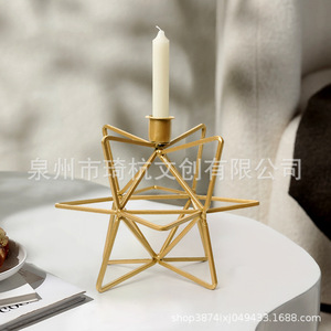 Porte-bougie hexagonal en métal, design géométrique doré, décoration de la maison, cadeau de mariage, ornement durable - Product Image 4