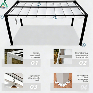 <span class=keywords><strong>Pergola</strong></span> rétractable ANCSEM avec structure en <span class=keywords><strong>aluminium</strong></span> renforcée, auvent pare-soleil pour patio extérieur, jardin, cour arrière, terrasse - Product Image 3