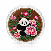 Pièce de monnaie commémorative Panda géant 2026 en métal plaqué argent couleur 3D avec boîtier de présentation en acrylique